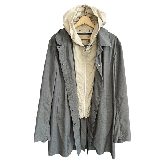 Zerosettanta Studio Men Hooded Tailored Rain Jacket Gray IT 54 US L Quiet Luxury - Picture 1 of 11